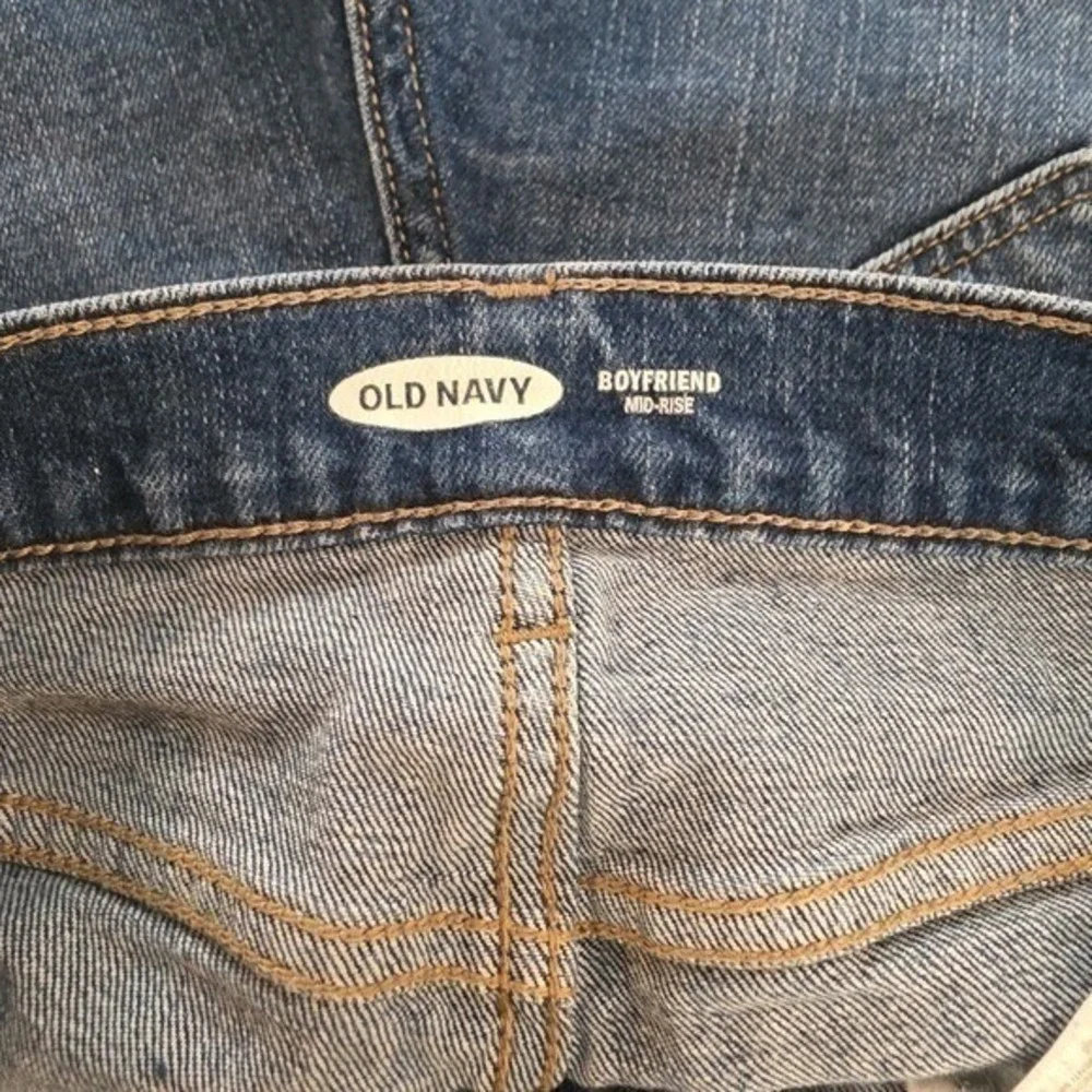 Old Navy Jeans Boyfriend Mid Rise Dark Wash Denim Stretch Classic Chic Womens 0